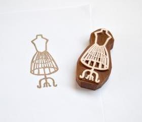 Hand Carved Rubber Stamp / Sewing Mannequin